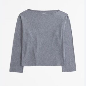Abercrombie & Fitch Charcoal Cozy Knit Slash Long Sleeve Top Size Medium
